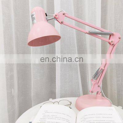 Hotel Room Pink Table Lamp Folding Led Desk Long Swing Arm Adjustable Desk Lamp