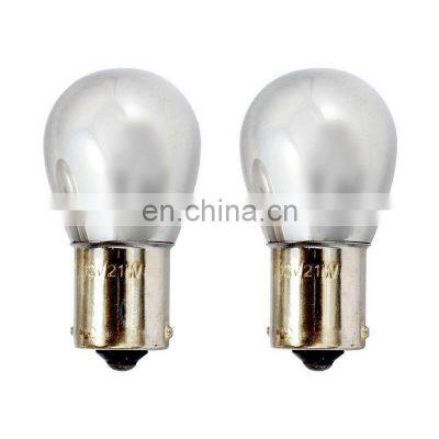 Wholesaler PY21W S25 BAU15s Silver / Chrome Amber Glass 12V21W Car Tail Lamp Stop Light Indicator Bulb