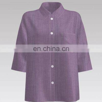 Mystic Purple Color Plain Yarn-dyed Crepe Fabric For Fashion Dress
