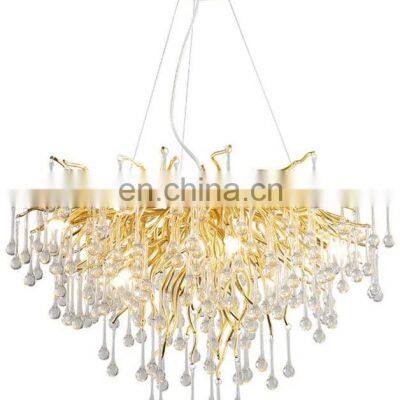 Modern Clear Glass Drop Hanging Lamp Gold Luxury Chandeliers For Dining Room Light Fixture Salon Hotel Decor