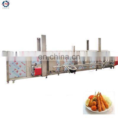 Commercial Automatic Gas Electric Onion Peanut Potato Chips Frying Machine Continuous Deep Fryer Manufacturing Plant Silver 25L