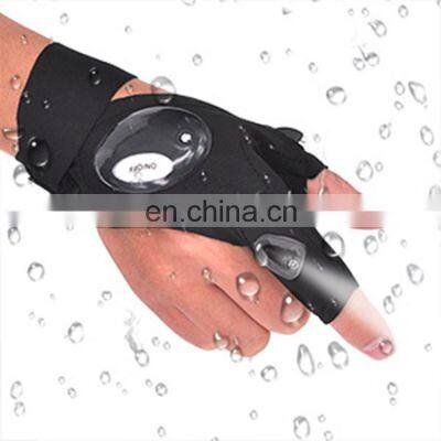 Battery Powered Magic Fastening Strap Handsfree Working LED Flashlight Gloves For Christmas Gift