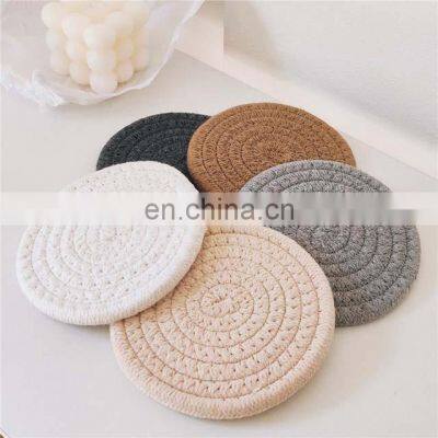 Amazon Heat-Resistant Woven Cotton Rope Cup Coaster Absorbent Braided Coasters For Drinks photo-5