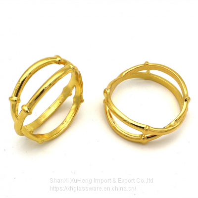 Spot Simple Style Bamboo Metal Golden Buckle Napkin Ring For Event Decoration photo-5
