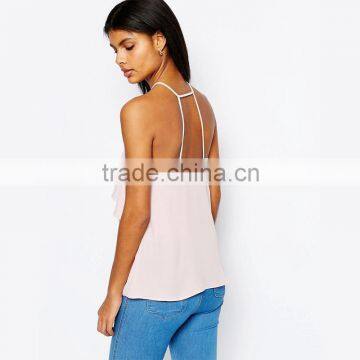 Sexy Lady Blouse Designs Fashion Girls Party Wear Tops With Pink Color photo-2