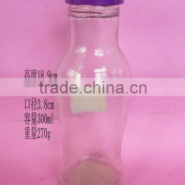 300ml glass juice bottle, 300ml glass beverage bottle with cap