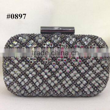 Elegant metal case with luxury mesh crystal lady wedding party purse