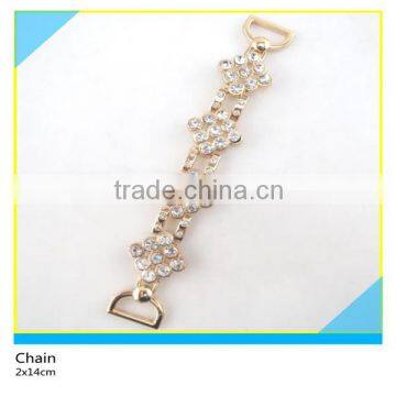 Diamant Rhinestone Chatelaine Shiny Gold Metal Material Clear Rhinestone Belt Chian 2x14cm