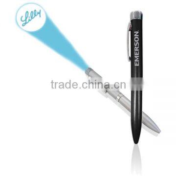 Most popular led logo projector pen , office and school supplies led flashlight ball pen , promotional led pen with different