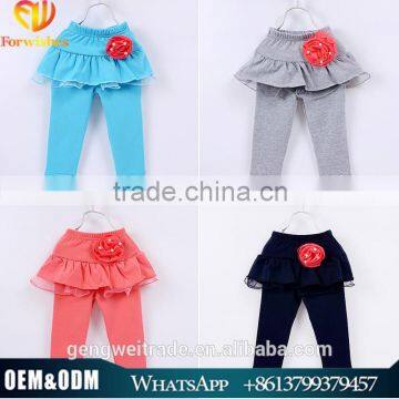 2015 New Arrival Kids Pants 100%Cotton Lace Flower Skirt Leggings Children Girls Pants For 0-3 Years