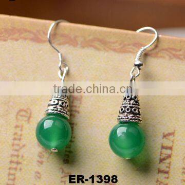 Natural green agate earrings