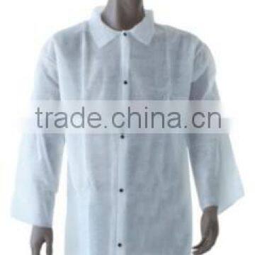 Disposable SMS Lab Coat with elastic cuff &4 studs single collar