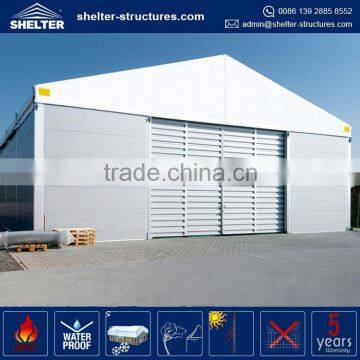 UV protection 850g/sqm PVC fabric coated roof cover tent warehouse with panel, solid roof ceiling and walls