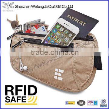 Waterproof Nylon Travel Money Belt RFID Blocking Wallet & Passport Holder