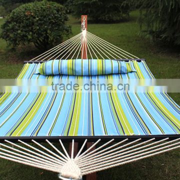 Hammock Quilted Fabric W/Pillow Double Size Spreader Bar Heavy Duty Stylish Blue