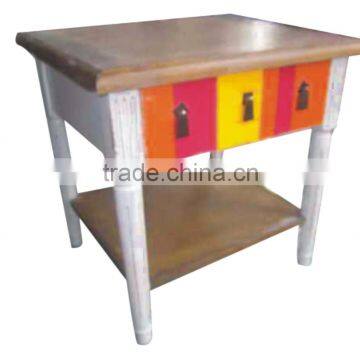 Colorful Chinese wood antique furniture tea table