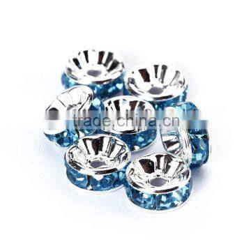 Silver Plated Aquamarine Color #202 Rhinestone Jewelry Rondelle Spacer Beads Variation Color and Size 4mm/6mm/8mm/10mm photo-3