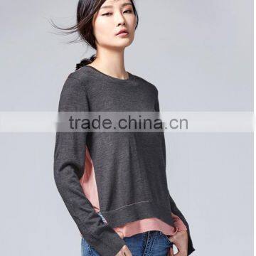 JS-11019 side slits different colors round neck latest design ladies sweater