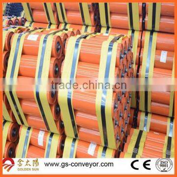 Conveyor roller working 30,000hours with HRB bearings,Orange conveyor roller for cement belt conveyor system