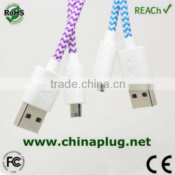 Mobile Phone Accessories nylon colorful micro braided usb cable