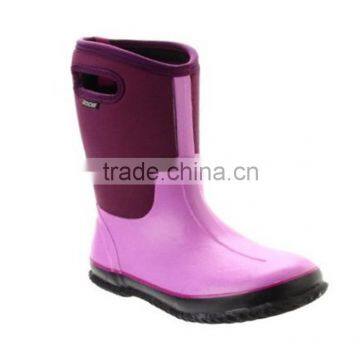 kids neoprene boots with handle hole,durable winter warm boots,customized waterproof rubber boots