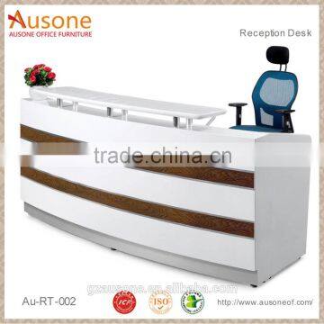 glossy white office curved modern reception desk