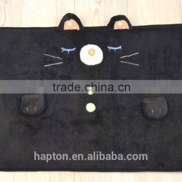 lovely cartoon embroidery with anti-slipping back cat design children mat