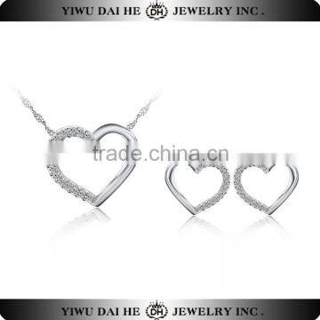 SNS037 Wedding Bride Gift 925 Sterling Silver Heart Jewelry Set                        
                                                Quality Choice