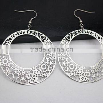 Hot Sale Fashionable Silver Stainless Steel Indian Style Hoop Earrings