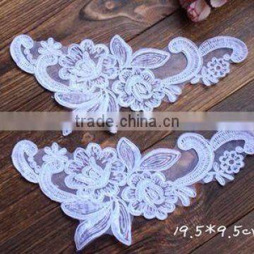 Elegant Off White Embroidery Flower Lace Applique,Bridal Neck Collar Applique