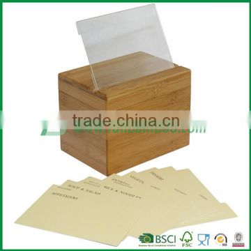 FB bamboo recipe card box, custom wooden box