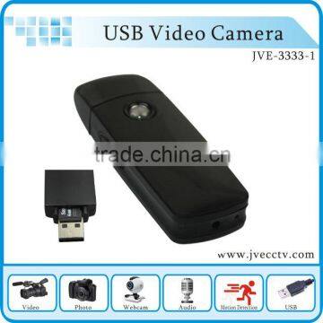 Black voice recorder USB camera with secret lens max support 32GB external memory JVE-3333-1