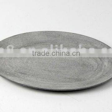 DIA33CM Round Plastic Plate w/Antique Grey