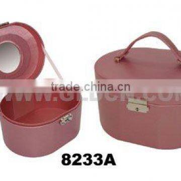 cylinder fashional mirrored jewelry box with handle/lock