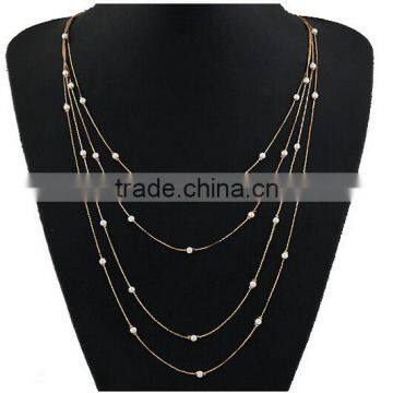 Latest necklace designs Korean Fashion Elegant and Exquisite All-match Alloy Pearl Chain Necklace in Stock