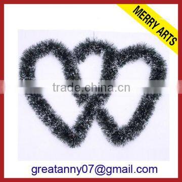 Love shape christmas pvc tinsel snow garland for wholesale