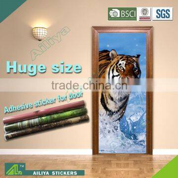 Customized unique cheap waterproof easy peel tiger self adhesive sticker for glass door commercial refrigerator