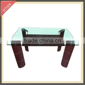 modern iron wooden dining table with high glass top design table set