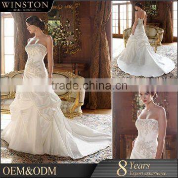 100% Real Photos Custom Made peal lace embroidered wedding dress