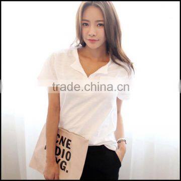 Women V Neck White T Shirt