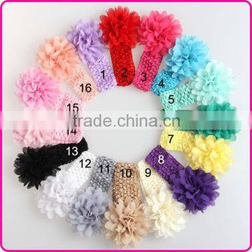 Wholesale cute handmade crochet baby headband with Chiffon flower