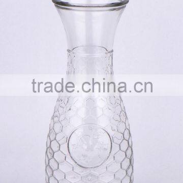 CCP779B glass milk bottle with embossed deisgn