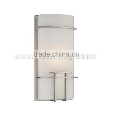 UL CUL Listed Modern Brushed Nickel Metal Base With Rectangle Frosted Glass Shade Hotel Wall Sonce Sconce Light Lamp W80666