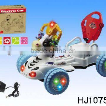 Cow baby car, b/o storage battery car toy with light and music