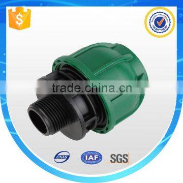 PN10 Green Color PP Male Threaded Coupling Fittings