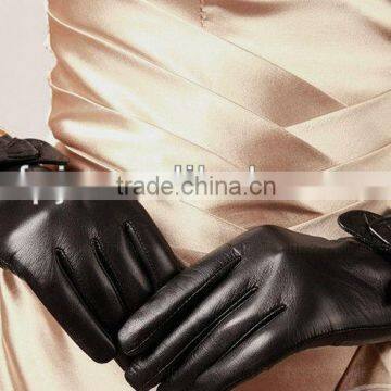 Fashion lady leather gloves excellent cuff