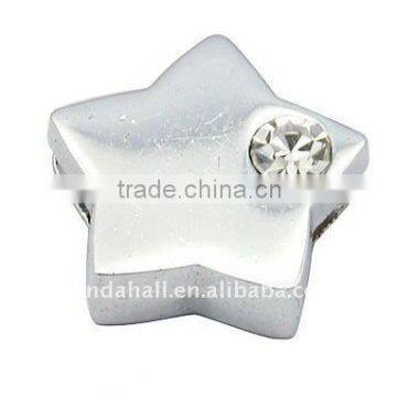 Alloy Rhinestone Slide Charms, Links for bracelet, Star, 14x5mm, hole: 1.7x8.5mm(ALRI-Q146-N)