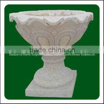 Exquisite Carved Marble Round Stone Planter