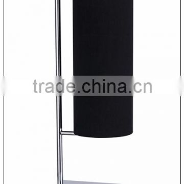 portable luminaire table lamp in round black fabric shade