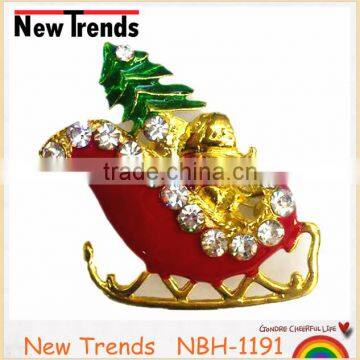 Hot sale Christmas brooch jewelry, epoxy Santa Claus brooch with rhinestone